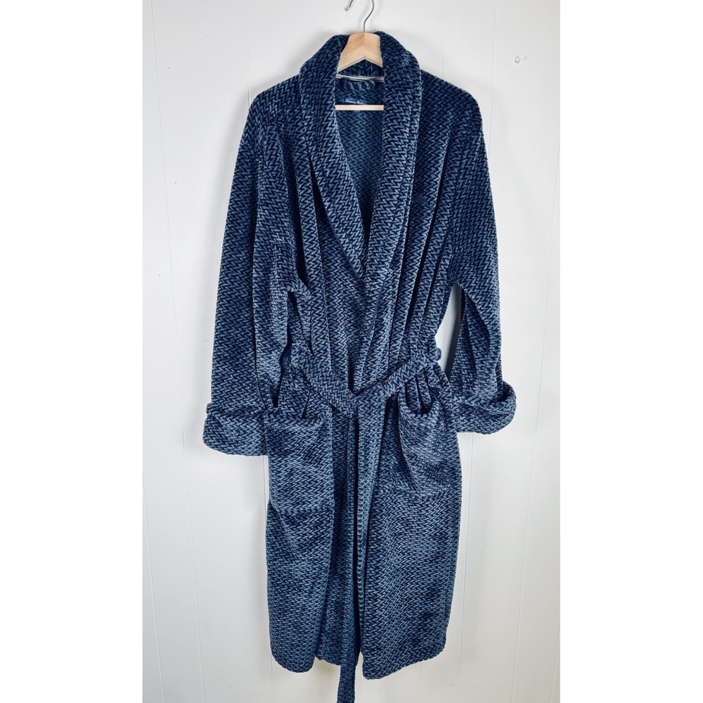 Tommy Bahama Men's L/XL Plush Cuffed Sleeves Shawl Collar Embroidered‎ Logo Robe
